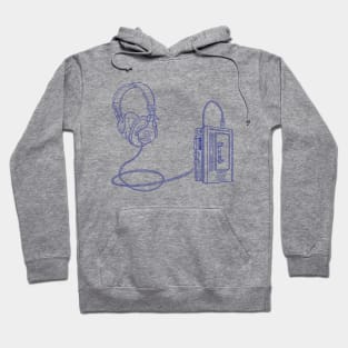 Portable Tape Player (Cosmic Cobalt Lines) Analog / Music Hoodie